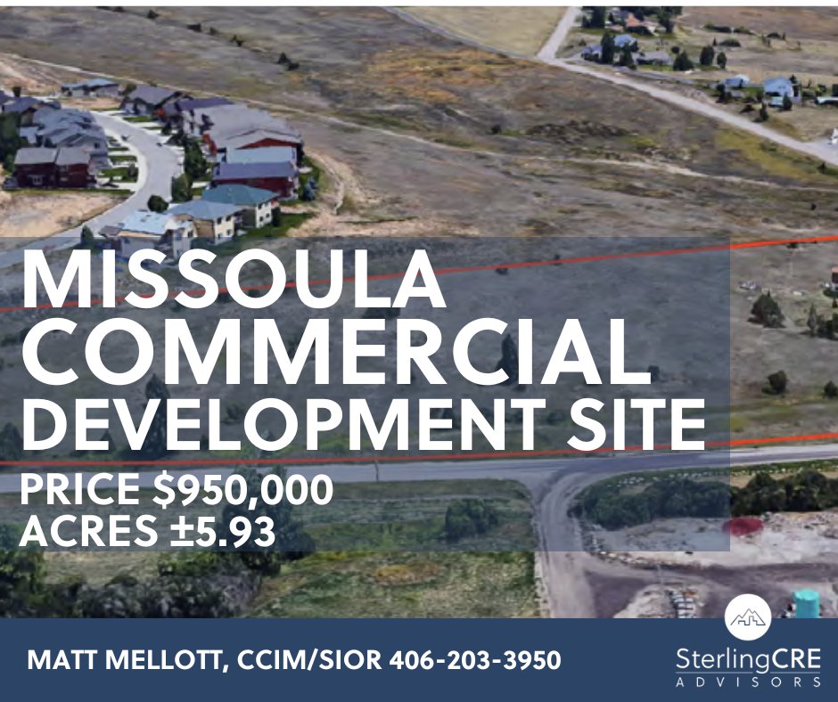 Sterling_CRE's tweet photo. Commercial land development opportunity in Missoula, Mont.! Near Interstate 90, the property at 6900 Goodan Lane offers a pristine rural setting with quick urban access. 

Contact Matt Mellott, CCIM/SIOR, at 406-203-3950 for details or view the property at https://t.co/5P7QUyQopB https://t.co/1967MUsnXo