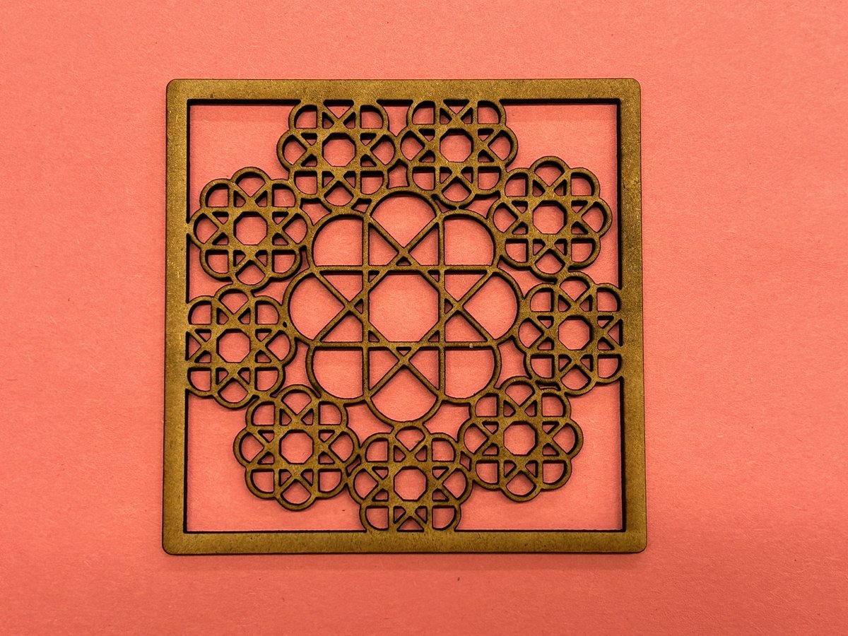 joshburker's tweet photo. Design programmed by Class VI student @MarymountNY in @PicoTurtleArt and #fabricated in 3mm MDF with @EpilogLaser. #art #math#programming #bitsToAtoms https://t.co/aFtexj8J2u