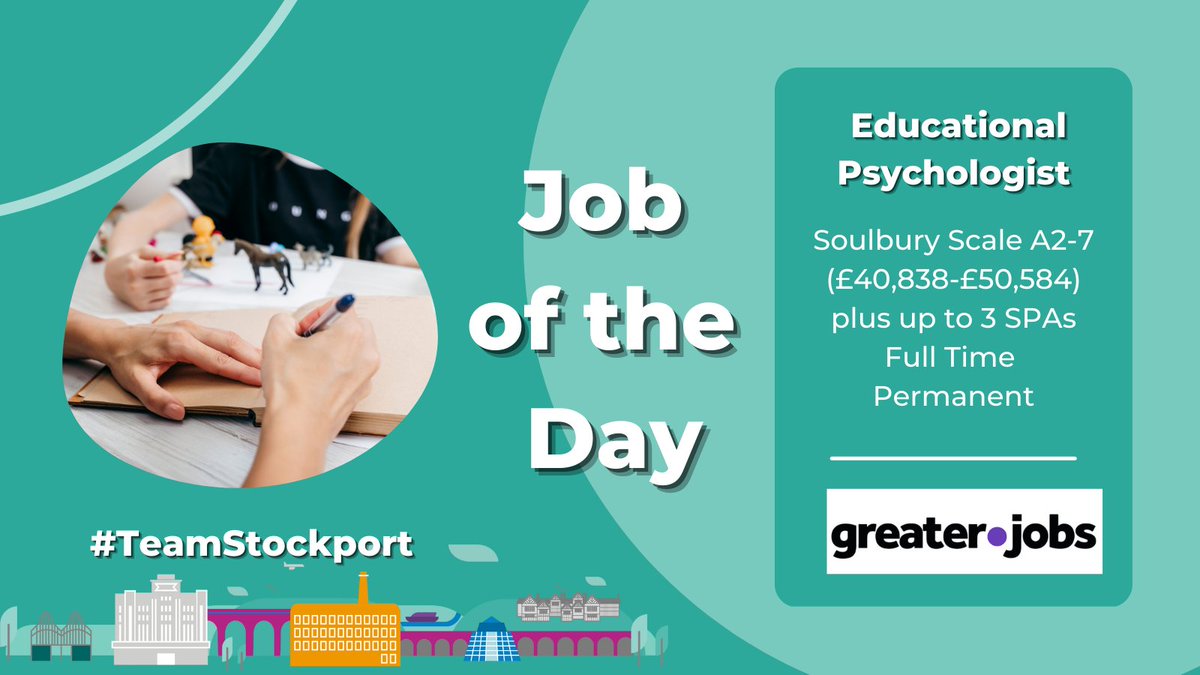 At #TeamStockport we are looking to expand our #EducationalPsychologist team and strengthen early help and prevention work! 

Find out more and #apply to #Joinus today! 👉 orlo.uk/YYyzW

#StockportCouncil #AmbitiousStockport #EducationalPsychology #EPjobs