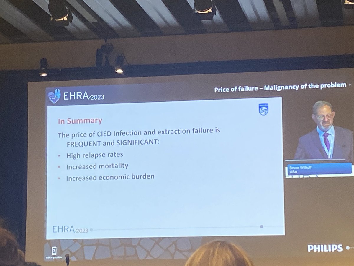 The cost of failed complete extraction is very high said prof. @BruceWilkoff 
@PH_Otwock @GawalkoMonika 
@MDTolgaAksu @S_NarayanMD @DrAfzalSohaib @rbcasado @veramasloo @CarolRemme @micaela_ebert @simovicst 
#EHRA2023 
#EHRA_ESC #cardiotwitter #EPeeps #electrophysiology