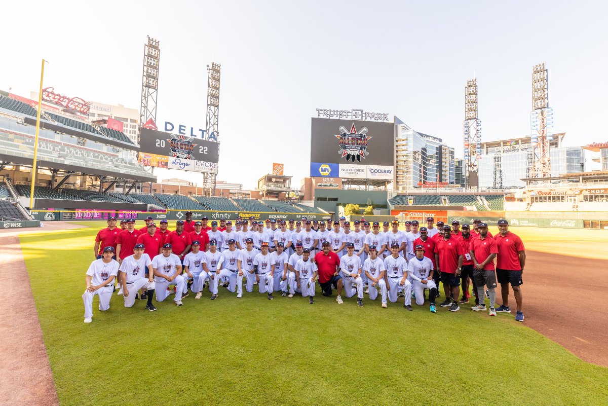 Braves's tweet photo. The Atlanta Braves will host the top 50 high school baseball players of Native American descent from around North America in the second annual Native American All-Star Baseball Showcase at Truist Park, June 24-25!

REGISTER NOW: https://t.co/ClD3I8t8wR https://t.co/MsG8TRv03H