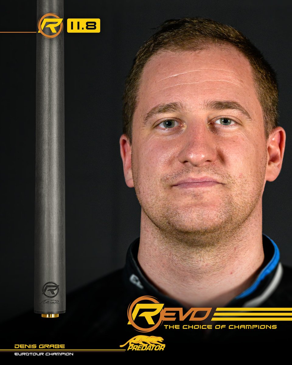 PredatorCues's tweet image. 3x EuroTour Champion Denis Grabe shows off his true skill on the table with the REVO 11.8.
The Choice of Champions: predatorcues.me/3YVDBWv
#BilliardsPro #PoolCue #LowDeflection #CarbonFiberShaft #PredatorProTeam #REVO #PredatorCues
