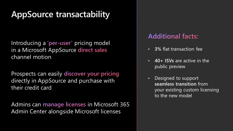 MSDYN365BC's tweet image. Yes! 🥳 Soon ISVs will benefit from transact capabilities to monetize their #MSDyn365BC apps available on #MSFTAppSource