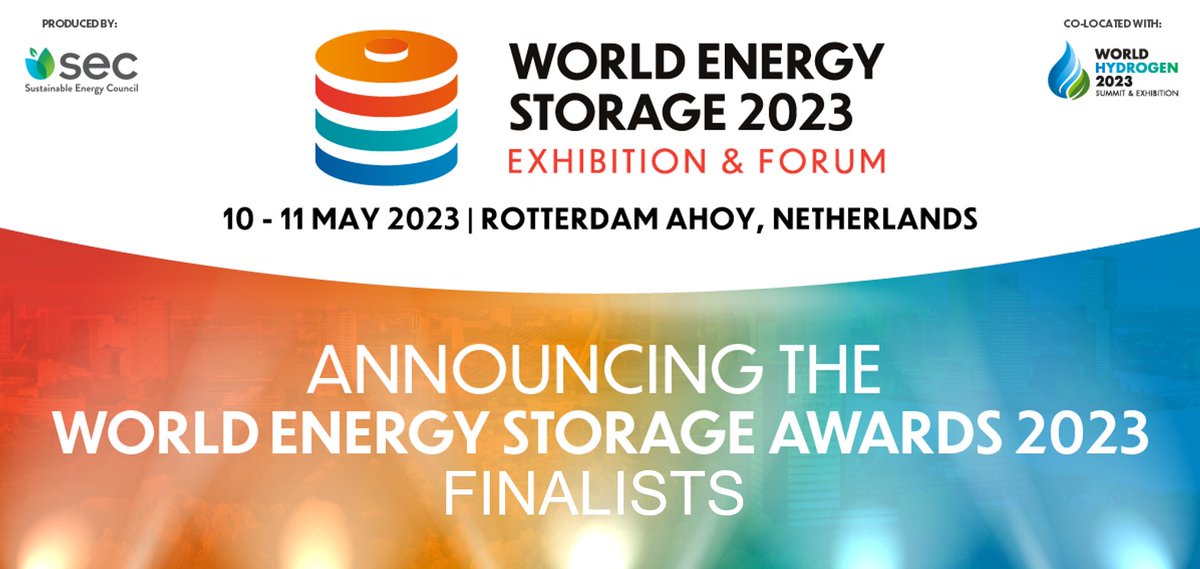 SEC World Energy Storage (@storage_sec) on Twitter photo 🏆ANNOUNCING OUR #WorldEnergyStorage 2023 AWARDS FINALISTS! 🏆
The winners will be announced on 9th May 2023 at a ceremony <a href="/rotterdamahoy/">Rotterdam Ahoy</a>.
There are two categories: Energy Storage Award & Battery Innovation Award.
Who will win?
See the finalists: bit.ly/3GQ7Bwx 🏆ANNOUNCING OUR #WorldEnergyStorage 2023 AWARDS FINALISTS! 🏆
The winners will be announced on 9th May 2023 at a ceremony <a href="/rotterdamahoy/">Rotterdam Ahoy</a>.
There are two categories: Energy Storage Award & Battery Innovation Award.
Who will win?
See the finalists: bit.ly/3GQ7Bwx
