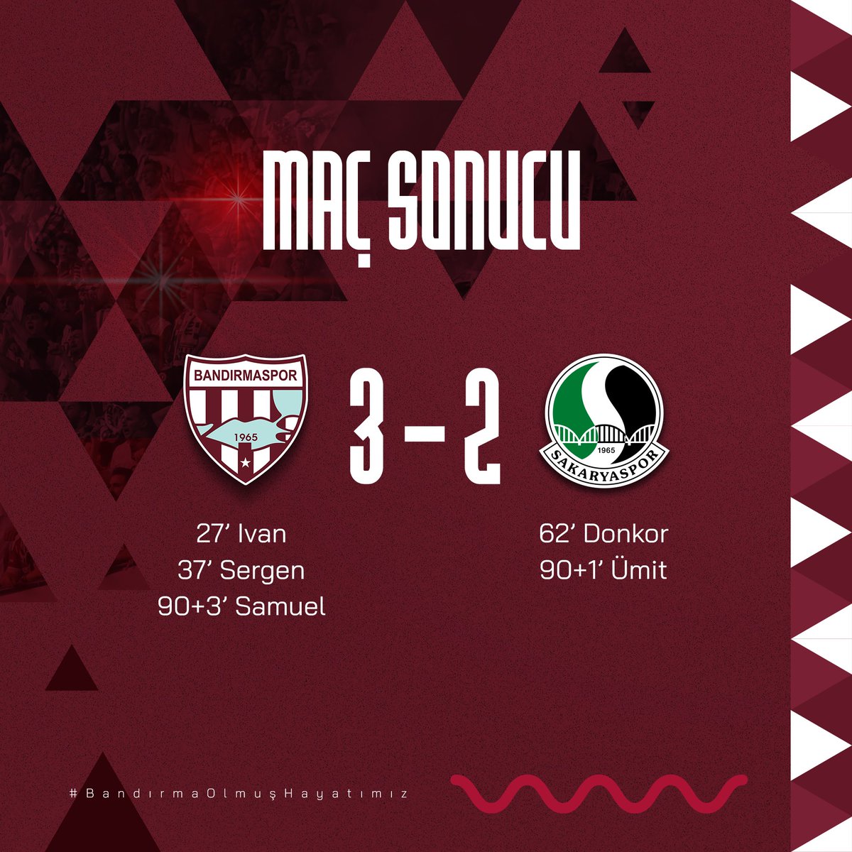Bandirmaspor's tweet photo. ��� Maç sonucu https://t.co/Ud6u34BYra
