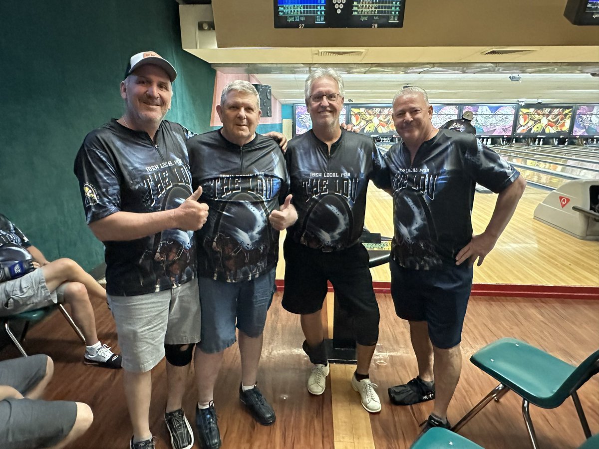 Thank you to the 1439 Bowling Team for representing us at the IBEW Midwest Bowling Tournament!

Pictured L to R: Mike Allen, James Diedrich, Rick Deters, and Jerry Schallom