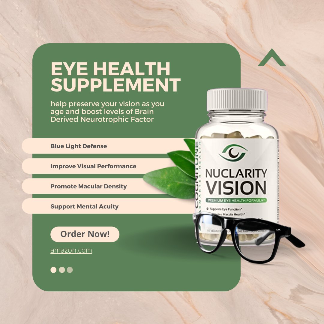 cogni_tune's tweet image. Looking for a natural way to preserve your vision and support your brain health? Look no further than NuClarity Vision Premium Eye Care Supplement! 🌟

Shop now on Amazon amzn.to/3MrsyBc  to learn more! 

#NuClarity #VisionSupport #BrainHealth #BlueLightDefense