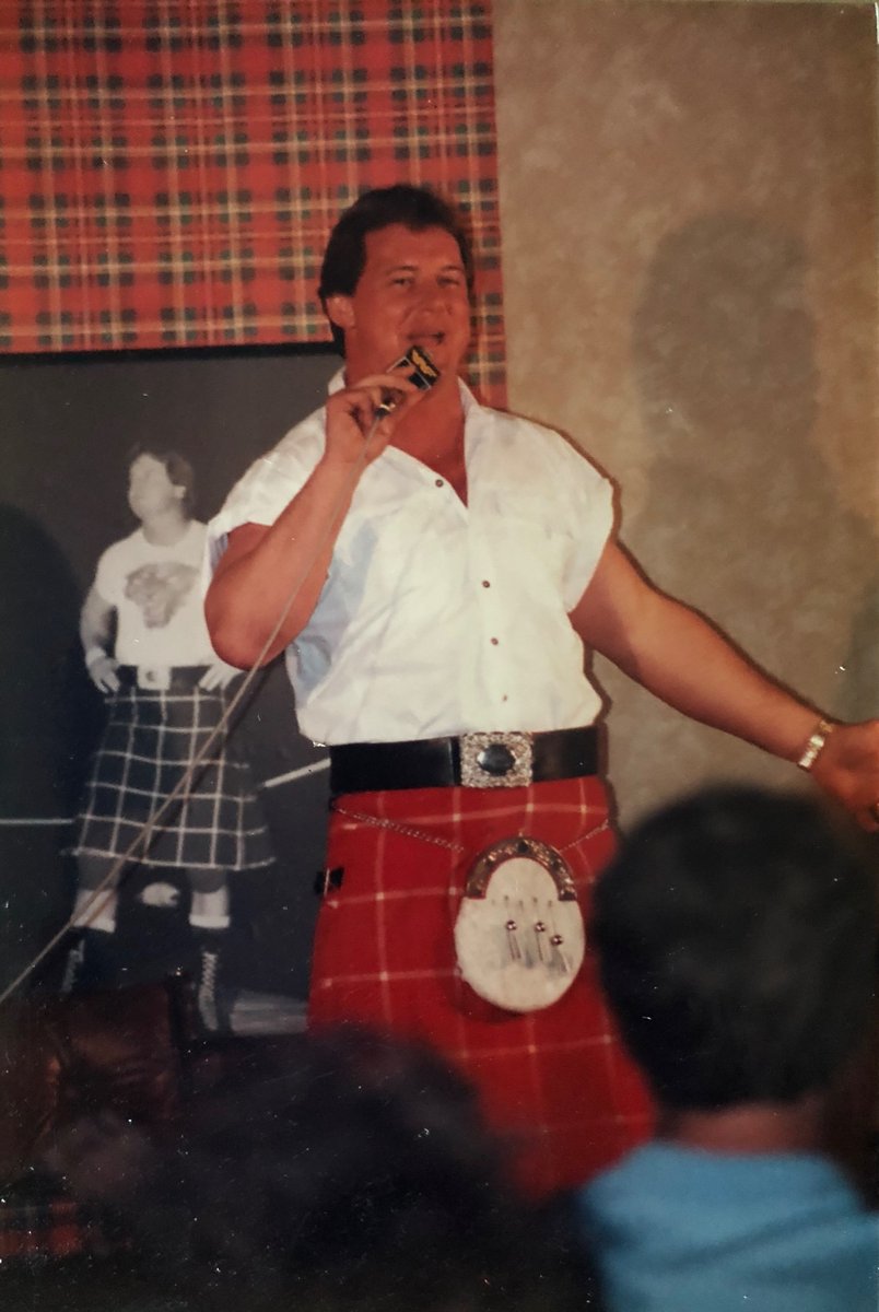 R_Roddy_Piper's tweet photo. Remembering Roddy today on what would have been his 69th Birthday. Pics of him on his Piper’s Pit set and taking a break in Spain on the set of Zorro the 90’s series.  We all miss that killer stare &amp; smile.❤️~love you, Kitty #EverForward #ForeverRowdy https://t.co/gXgKAbcJyA