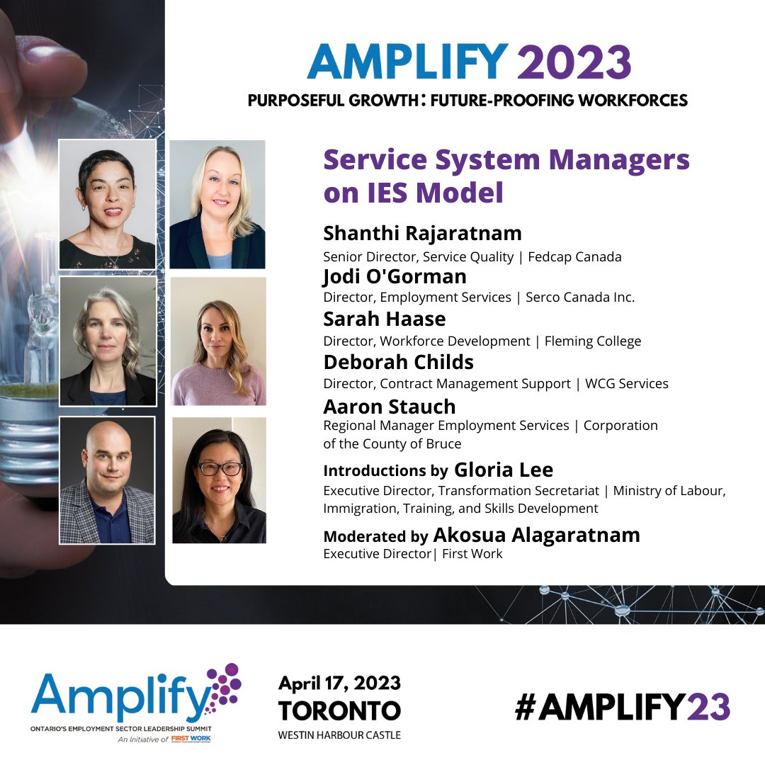 first_work's tweet photo. With an introduction from the ED of the Transformation Secretariat - Gloria Lee - we are proud to host a panel comprised of Integrated Employment Services (IES) SSMs from all Prototype and Phase 1 catchments, moderated by our ED Akosua Alagaratnam. #Amplify2023 #OnAtWork https://t.co/rYiDyqGKbd