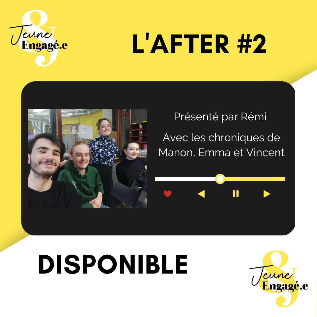 🚨L’After de J&amp;E, votre journal mensuel sur la jeunesse engagée est dispo sur toutes les plateformes de streaming !

Au programme : 
- Chronique sur les figures de lutte (<a href="/LorantManon/">manolita🦕</a>)
- Mobilisation des lycées (Emma)
- Flash actu (<a href="/BrntVince/">Vincent Brunet</a>)
Et présenté par @BabonneauRemi !