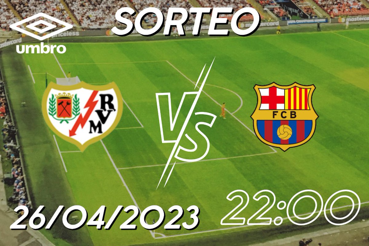 UmbroIberia's tweet photo. 🚨𝐒𝐎𝐑𝐓𝐄𝐎🚨
2 entradas para el @RayoVallecano vs Barcelona ⚽️

Para participar:
👉🏼 𝑹𝒆𝒕𝒖𝒊𝒕𝒆𝒂 𝒆𝒔𝒕𝒆 𝒕𝒘𝒆𝒆𝒕
👉🏼 𝑴𝒆𝒏𝒄𝒊𝒐𝒏𝒂 𝒂 2 𝒂𝒎𝒊𝒈𝒐𝒔
👉🏼 𝑺𝒊𝒈𝒖𝒆 𝒂 @UmbroIberia

𝘾𝙞𝙚𝙧𝙧𝙚 𝙙𝙚𝙡 𝙨𝙤𝙧𝙩𝙚𝙤
𝙚𝙡 19 𝙙𝙚 Abril 𝙖 𝙡𝙖𝙨 10:00 𝙝❗️ https://t.co/0qIwVyYrNJ