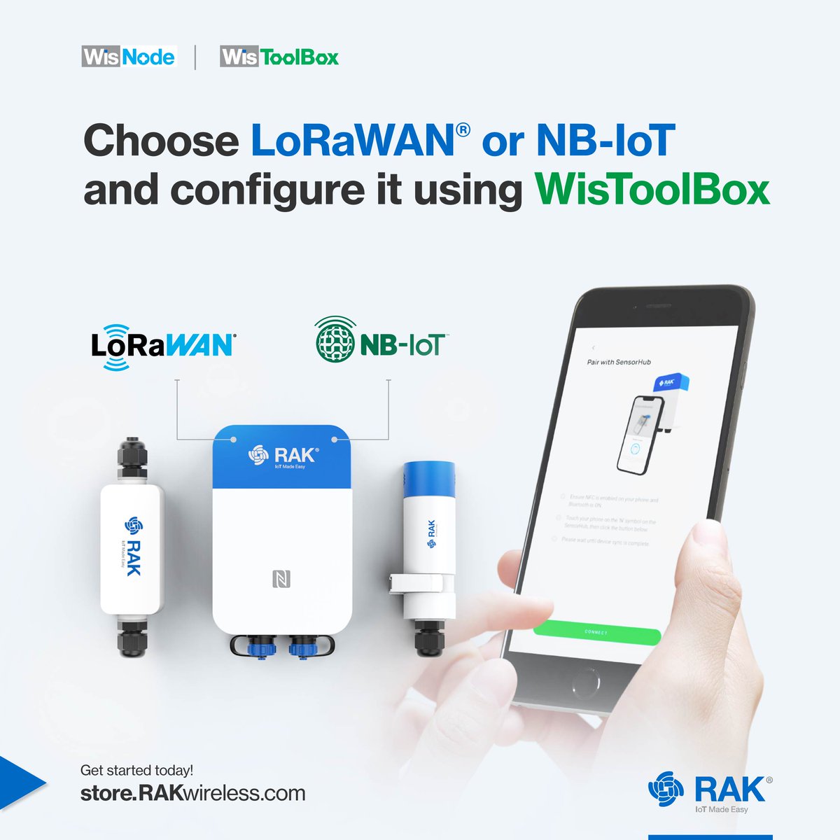RAKwireless's tweet photo. Confused about LoRaWAN® vs. NB-IoT for your #IoT project? 🤔
Our #SensorHub supports both! Easily configure with #WisToolBox and send data to the #cloud using either option.
Get your Sensor Hub with NB-IoT and LoRaWAN® at our store https://t.co/QIWyhcymKy https://t.co/5t5Kuf1Irf