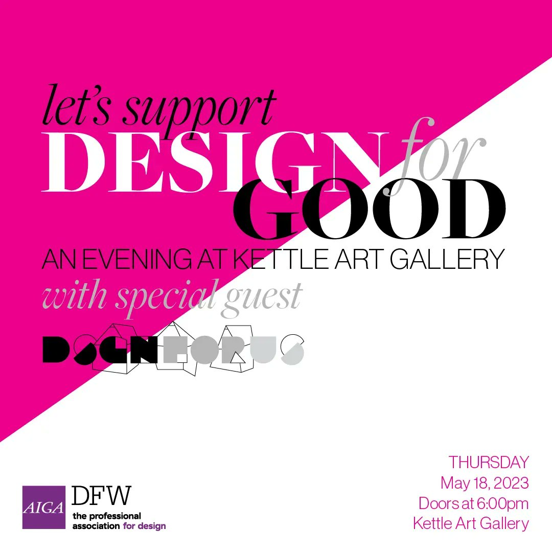 AIGA_Dallas's tweet photo. Join us at Kettle Art Gallery for an evening of camaraderie, wine, and mingling with like-minded professionals, all while supporting design for good in our local community. https://t.co/ekJqF7vkoK  
#AIGADFW #Creatives #Dallas #FortWorth https://t.co/bxxniqqWzG