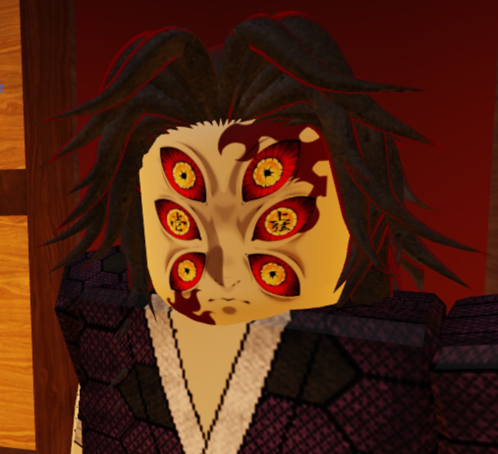 Bleebus2's tweet image. Made a face for Kokoshibou: Upper Moon One using trackpad. #RobloxDev #robloxart #robloxartist #roblox #RobloxArtCommissions