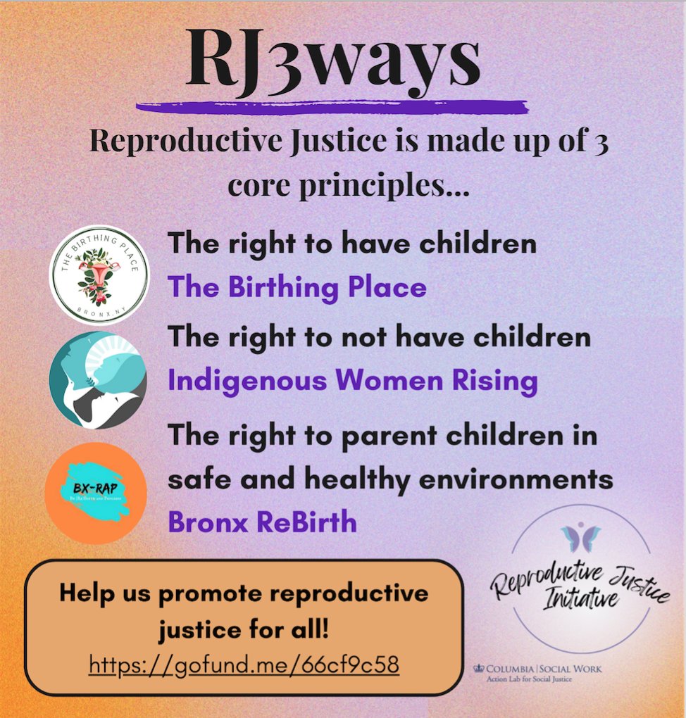 ReproJusticeCU's tweet image. Today is the last day of #BlackMaternalHealthWeek  and we want to highlight our fundraiser, RJ3ways. We are uplifting 3 incredible reproductive justice organizations. Please check it out and help us reach our goal of $1,500! 
gofund.me/66cf9c58