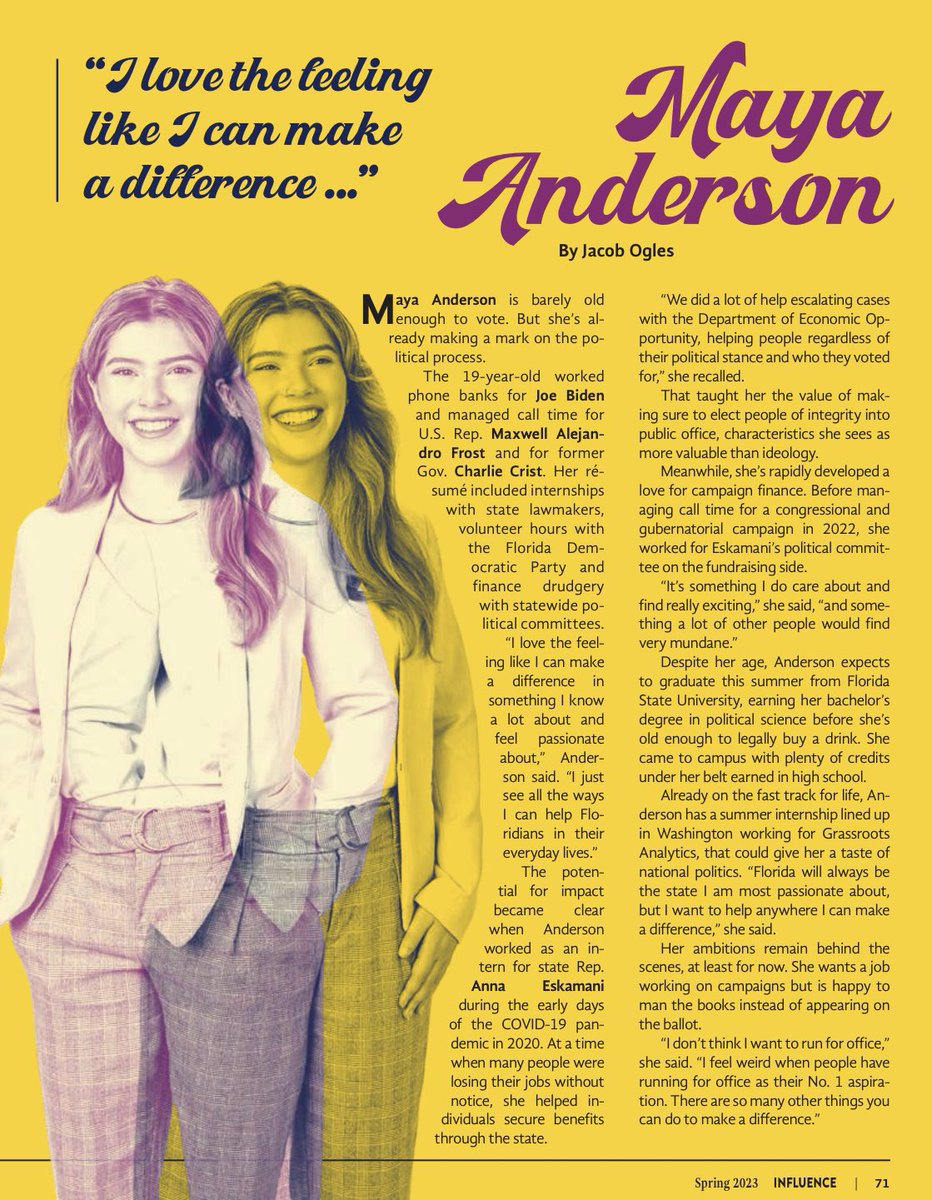 it’s an incredible honor to be considered an @Fla_Pol and #InfluenceMagazine Rising Star of Florida Politics. Everyone in the 2023 cohort is incredibly inspiring, and it’s a privilege to stand alongside them. floridapolitics.com/archives/60386…