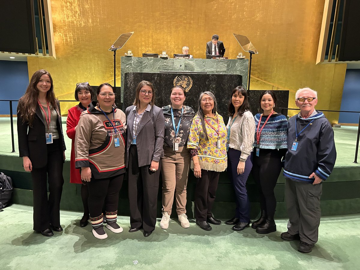 SaraOlsvig's tweet photo. Inuit Circumpolar Council and other delegates with the #Inuit @UN4Indigenous Members @ntipresident Aluki Kotierk and Tove Søvndal Gant. We look forward to a fruitful #UNPFII22 session and to contribute to the many important agenda items.
@icc_greenland @ICC_Canada @ICC_Alaska https://t.co/Etwg36il1d