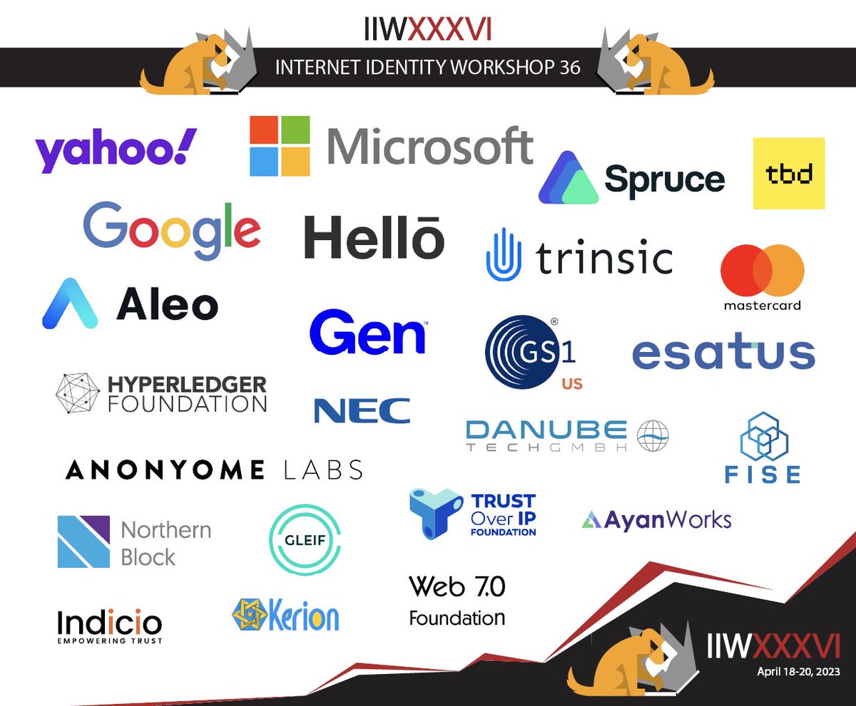 IIW36 is in 24 hrs! Our longevity & success would not be possible without our Sponsors! Some of the best interactions @ #IIW happen over a meal or break. Sponsors keep conference fees low, even w/ all meals included, making it available to all who want to participate & contribute