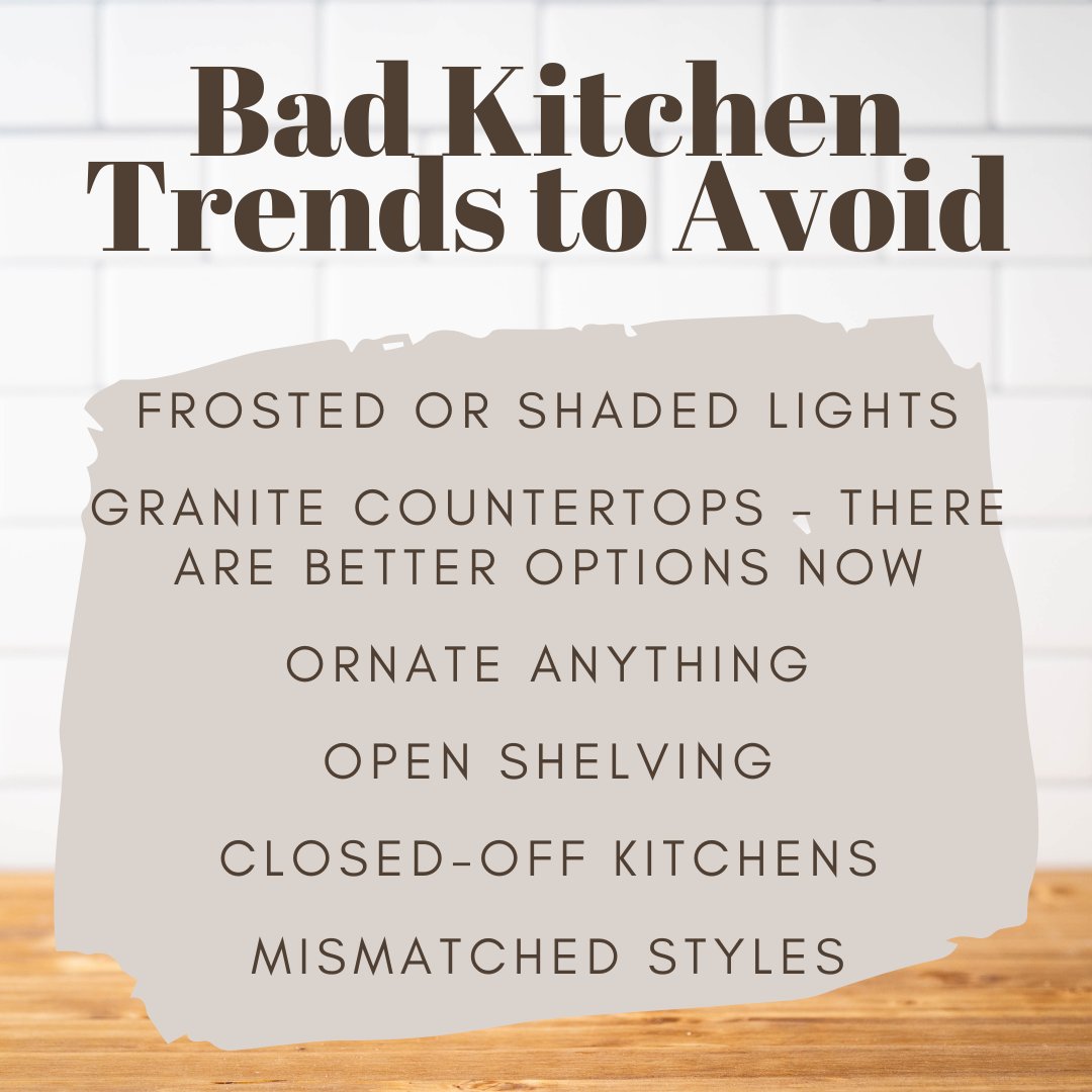 🚫 Avoid these bad kitchen trends! Frosted or shaded lights, open  shelving, and mismatched styles can make your kitchen look outdated. #kitchentrends #homedecor  #avoidmistakes #Assist2Sell #A2S #WaySmarter #SayYesToA2S