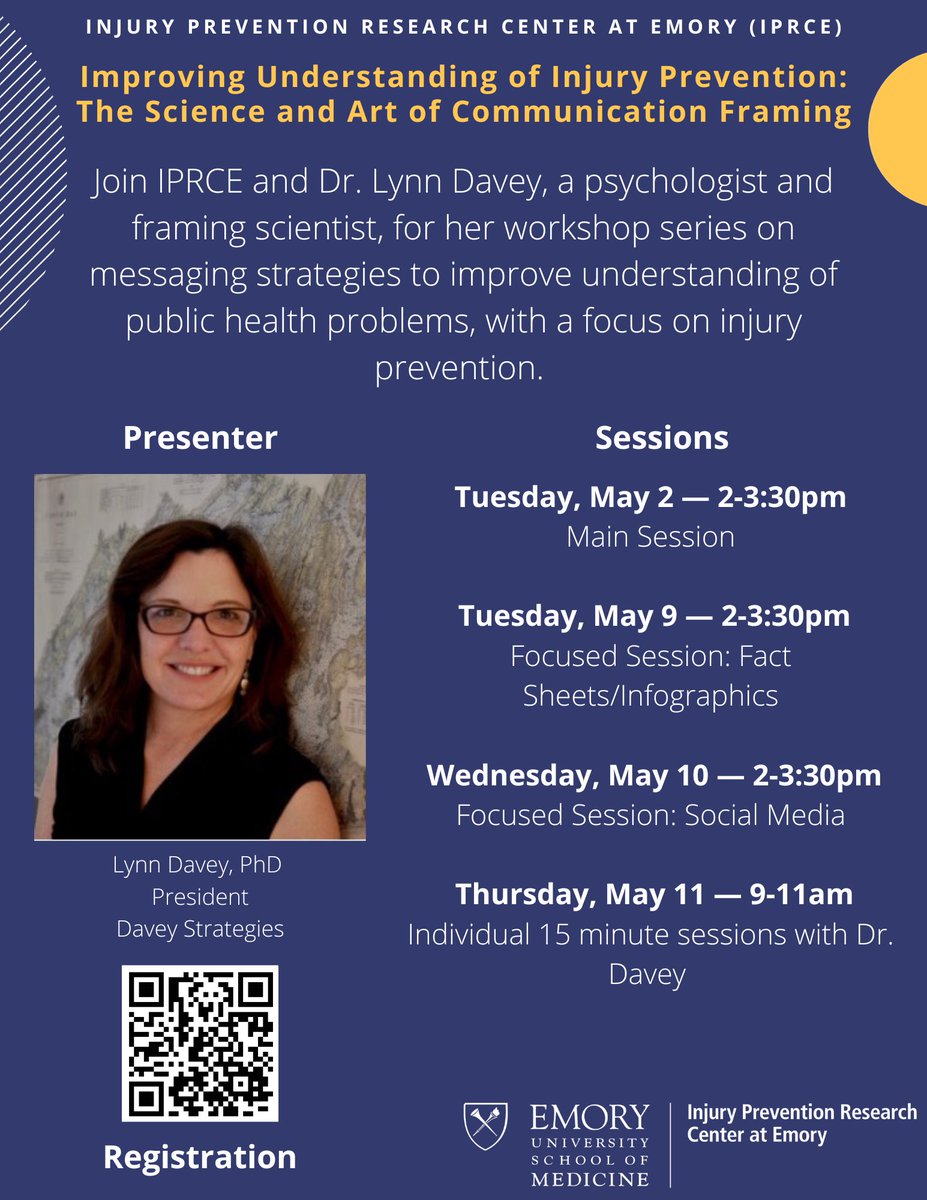 We are pleased to announce our next webinar series speaker, Dr. Lynn Davey, a psychologist and framing scientist that is speaking about her workshop series on messaging strategies to improve understanding of public health problems. Please join us starting May 2nd at 2pm.