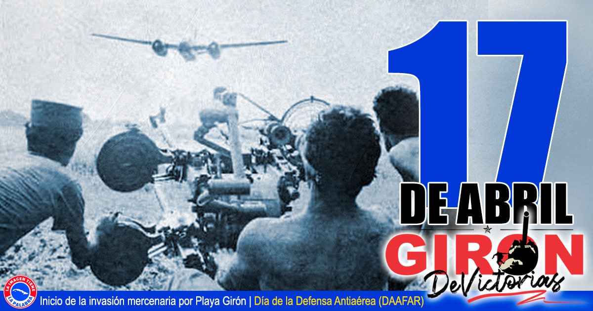 TomsAlexisMart1's tweet photo. Como pueblo recordamos este 17 de abril el inicio de la invasión mercenaria por Playa Girón, hecho que constituyó la prueba de fuego de la naciente Revolución socialista cubana, hace 62 años.  
Desde #CiegodeAvila Felicidades a los miembros de nuestra DAAFAR. #GironDeVictorias https://t.co/Wc7TnAgbIQ