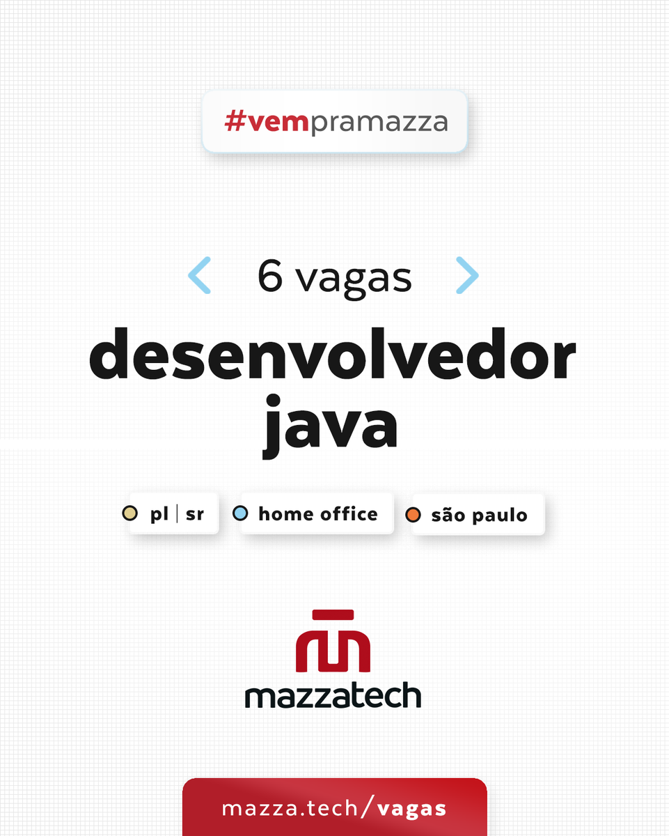 mazzatech_ti's tweet photo. Dev Java, FIQUE ATENTO!!! Essas vagas podem conter a oportunidade de
crescimento que você tanto esperava 😉

#vagasdasemana⠀
Acesse: https://t.co/2LIUjXLrJ5

#vempraMazza #mazzatech #devjava #programadorjava #programadorajava
#profissionaldeti #ti #tecnologia #vagadeti https://t.co/CxRCdvFtBJ