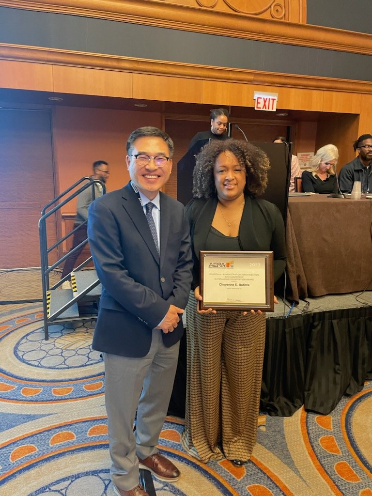DivA_EdLead's tweet photo. Congratulations to the #AERA2023 Outstanding Dissertation award winner
Dr. Cheyenne E. Batista! @DivA_EdLead @MariRodPhD @DivisionAGSC https://t.co/dRL9oyyiPZ