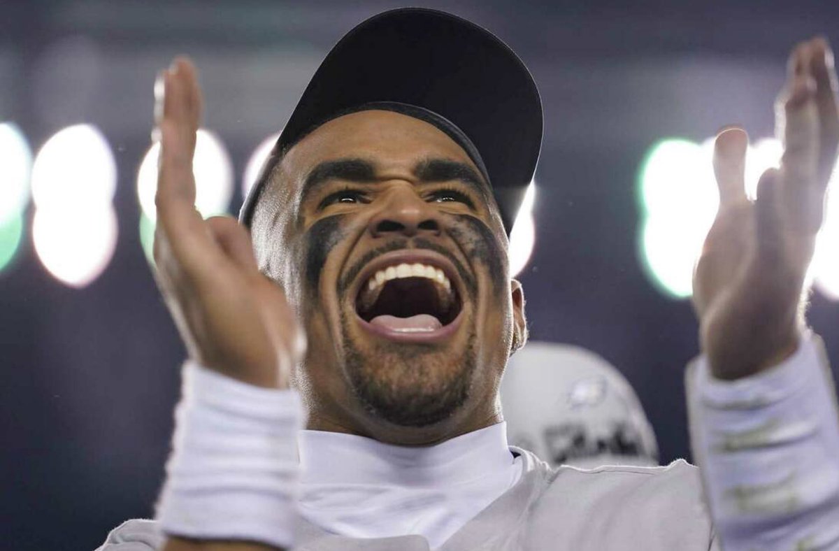 RookieWatxh's tweet photo. Five years ago, Jalen Hurts was benched at halftime in the National Championship.

Hurts transferred to Oklahoma the following season.

Hurts entered the 2020 NFL Draft and slipped to the second round, with four QB’s taken ahead of him.

Today, Hurts was made the highest-paid NFL player EVER.

What a STORY 🔥