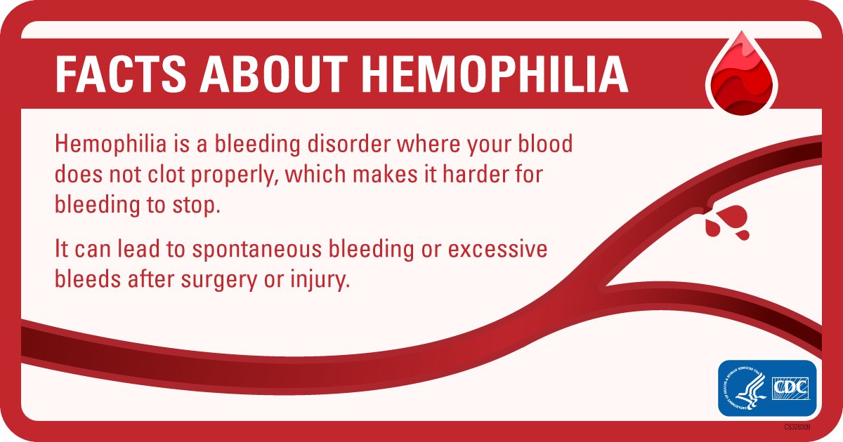 CDC on Twitter "DYK? Hemophilia is a rare bleeding disorder that can