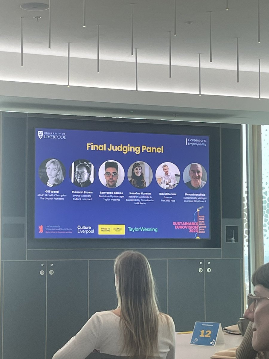 #SustainableEurovision23 is underway. Excited to be in a room full of enthusiastic <a href="/LivUni/">University of Liverpool</a> &amp; <a href="/HWR_Berlin/">HWR Berlin</a> students who are ready to tackle the challenge set by <a href="/CultureLPool/">Culture Liverpool</a>. Welcome also to our judges-thanks for joining us to bring commercial perspectives to the challenge.