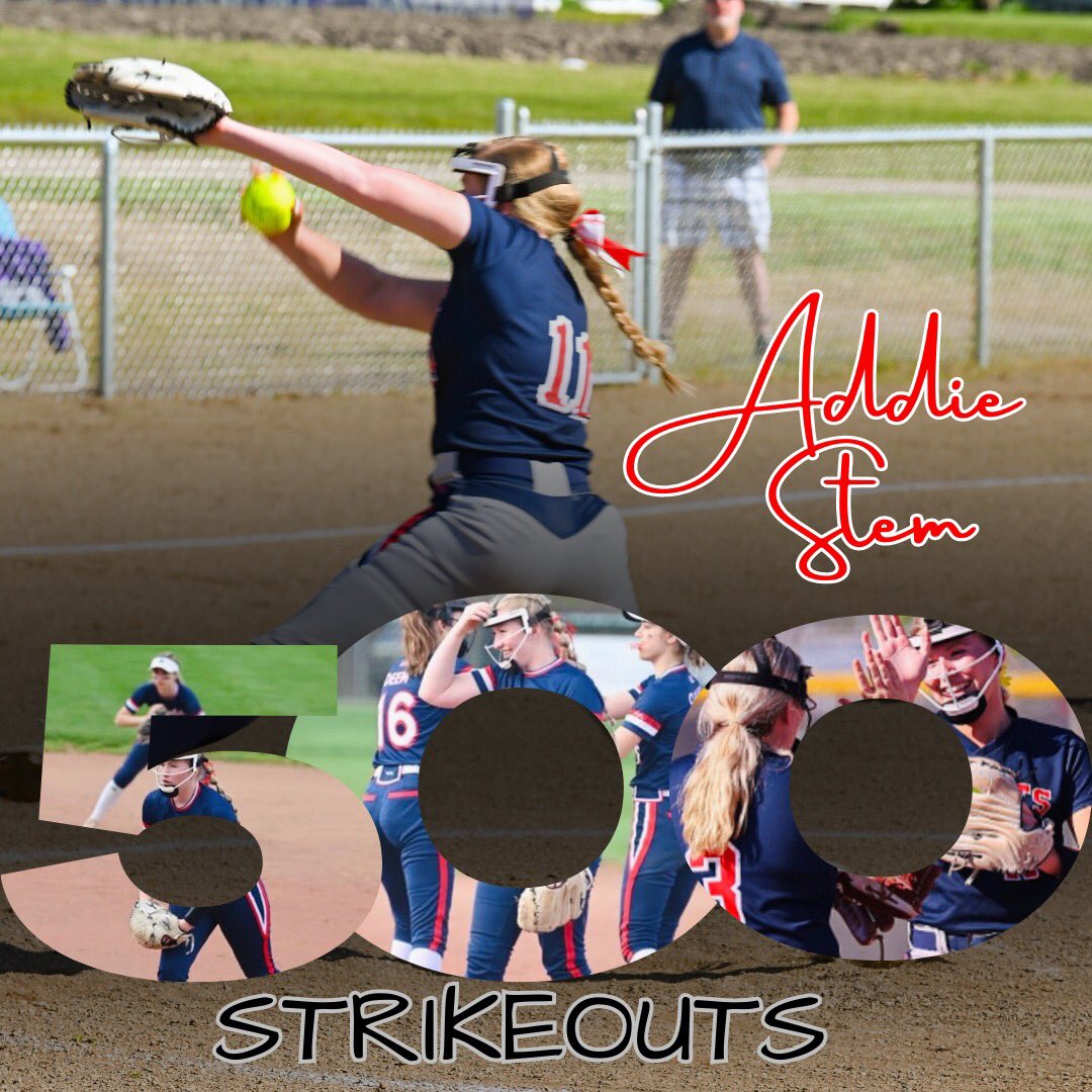Our senior pitcher and <a href="/MSUEaglesSB/">Morehead State Softball</a> commit, <a href="/Addie_Stem_11/">Addie Stem</a>, hit her goal of 500 strikeouts during our game against Fisher Catholic!!

Thanks <a href="/PunchingTickets/">Punching Tickets</a> for the cool graphic!