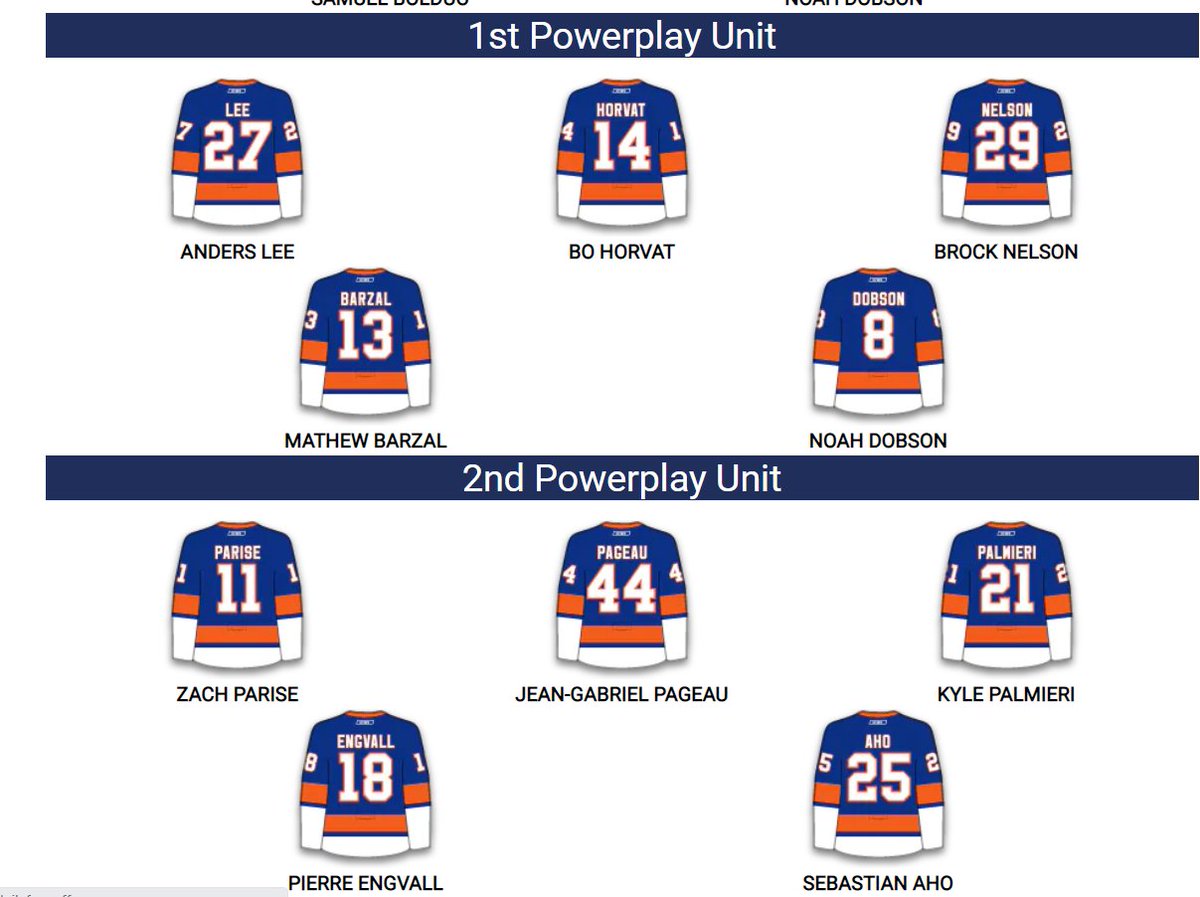 Josh Inglis on Twitter "Projected lines for NYI at CAR from