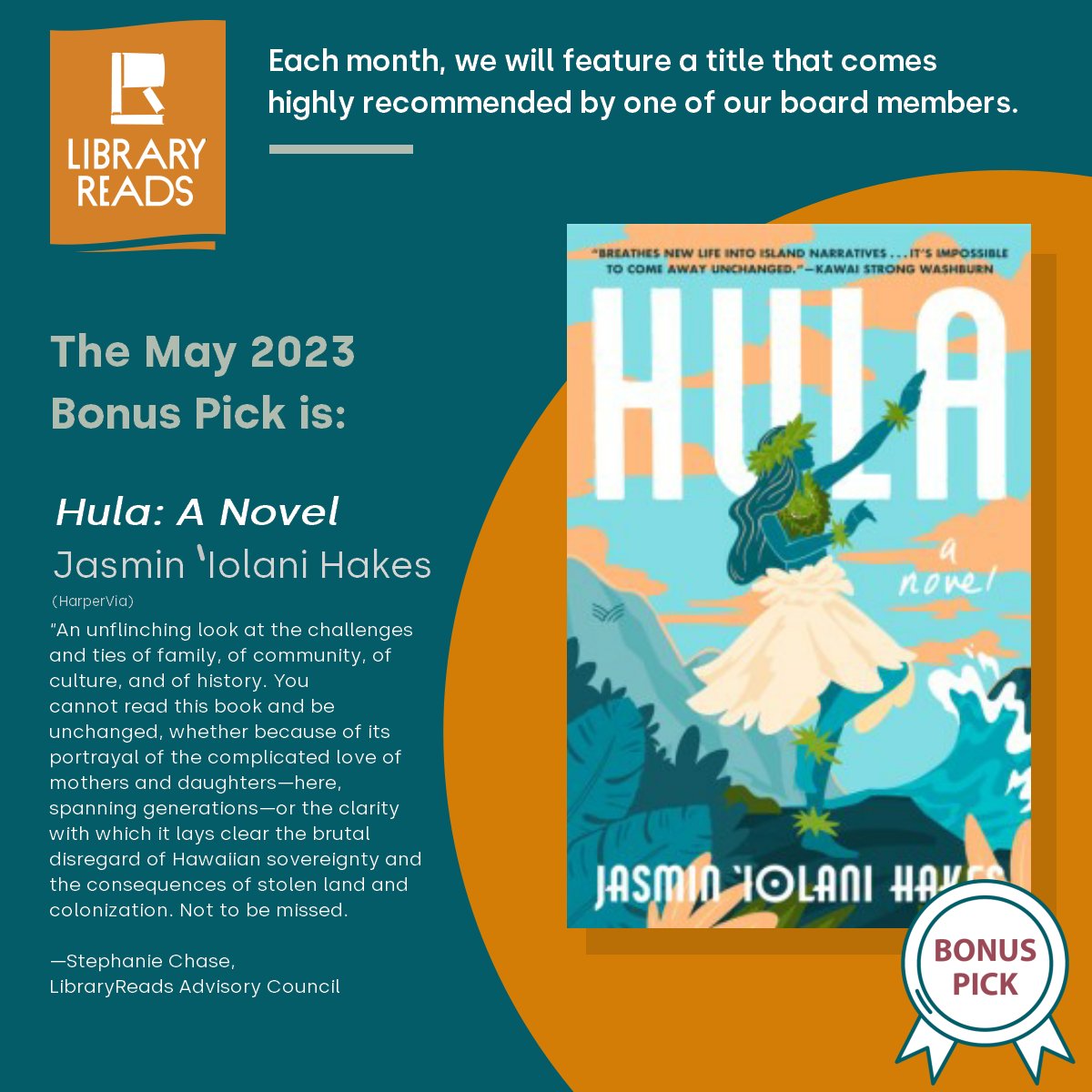 May's Bonus Pick: HULA by Jasmin 'Iolani Hakes @iolanidancing @librarylovefest @acornsandnuts