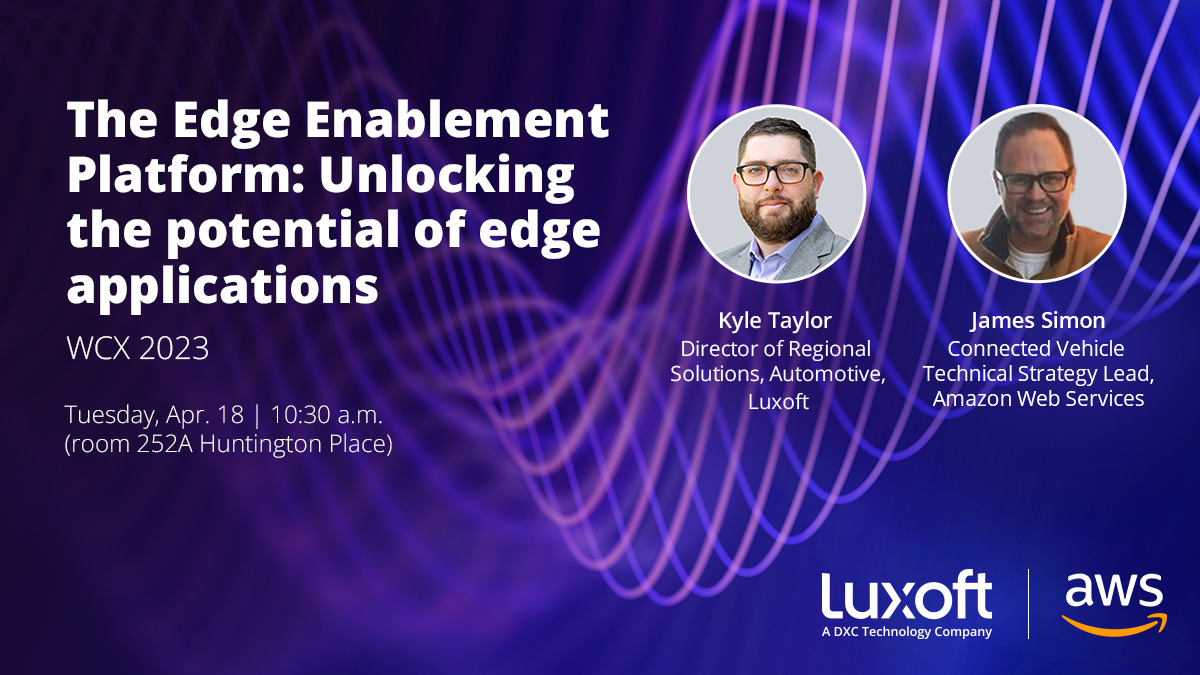 luxoft's tweet photo. Join Luxoft Automotive’s Kyle Taylor and AWS’ James Simon at WCX in Detroit tomorrow morning (April 18) at 10:30 as they talk about enabling the creation of vehicle edge application. Learn more about our partnership here: https://t.co/vwPWVCUdhP
#Automotive #AWS #EdgeComputng https://t.co/xhVG3MA3JW