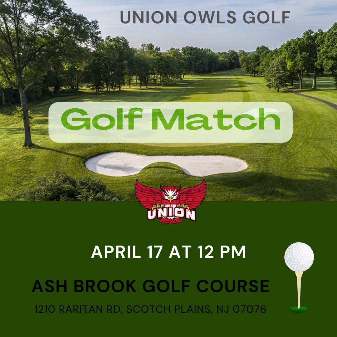 UnionOwls's tweet photo. Match Day Monday!!!! Owls heads to Ash Brook Golf Course for a 12 PM match today! GO OWLS‼️ 

#UnionNation🦉 https://t.co/gGyiluDAJI