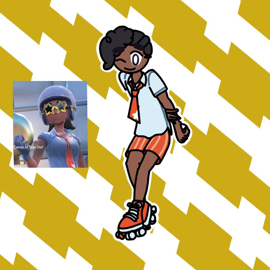 TouristGabriel's tweet image. Didn’t post this before but… have Carmen redesign. I love her and she deserved a more individualized design than just the Team Star outfit.

(Additional Info Below)

[ #PKMN #PokemonScarlet #TeamStar #Pkmnart #pokemonart ]