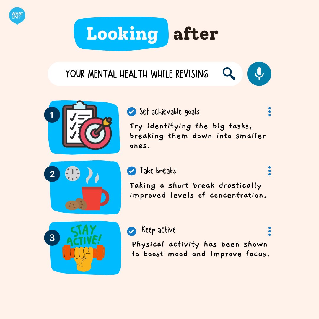 Whatuni's tweet photo. Revise smart, not hard: take care of your mental health while preparing for success!
Make sure you check out the full article here: https://t.co/ANKwXHMTUH
#revision #uni #alevels #studying #studies #howtorevise #tips https://t.co/KZSgcZrdoq
