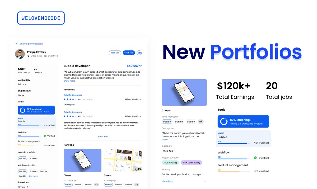 WeLoveNocode's tweet image. 🌟 Introducing stunning new profiles for no-code experts!

Create your new no-code profile as an expert for free: app.welovenocode.com/onboarding_for… 

or connect with other experts and send direct messages 🚀 #NewProfiles #Experts #nocode
