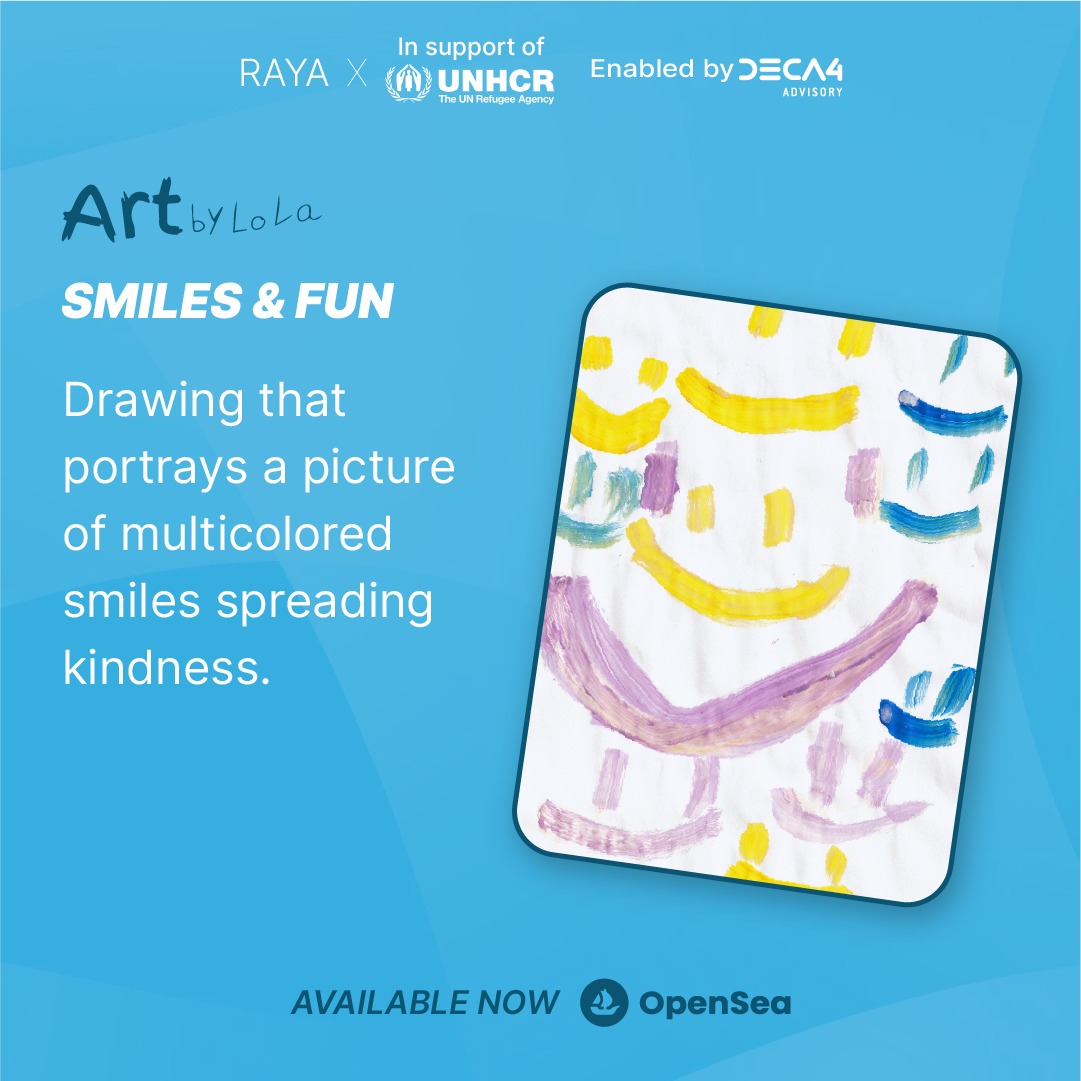 Bring a smile to your home and support a great cause this #Ramadan ! 'Smiles and Fun' painted by my daughter Lola is now available as an #NFT. Proceeds go to support @UNHCR_Arabic. Let's make a difference this holy month. #UNHCR #ArtForACause Get urs: shorturl.at/suwCD