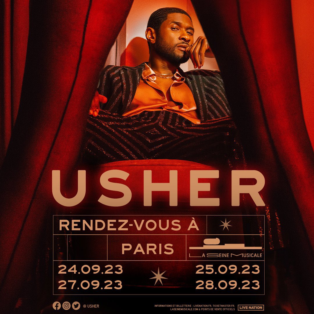 elmusicfeelings's tweet image. ❌ C’est confirmé. #Usher annonce une résidence à Paris à la Seine Musicale du 24 au 28 Septembre.
⚡️ Irez vous le voir?
Les prix des places :

▶️ DIAMANT : 441.50€
PIT : 331.50€
CAT 3 : 100.50€
CAT 2 : 133.50€
CAT 1 : 221.50€
⚠️ CAT OR : 419.50€