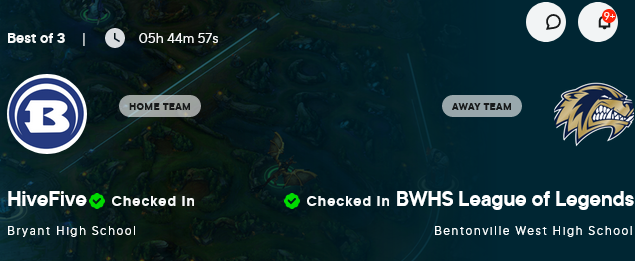 The League of Legends State Championship tournament starts today with the Round of 16!  We'll face Bentonville West High School at 4:00.