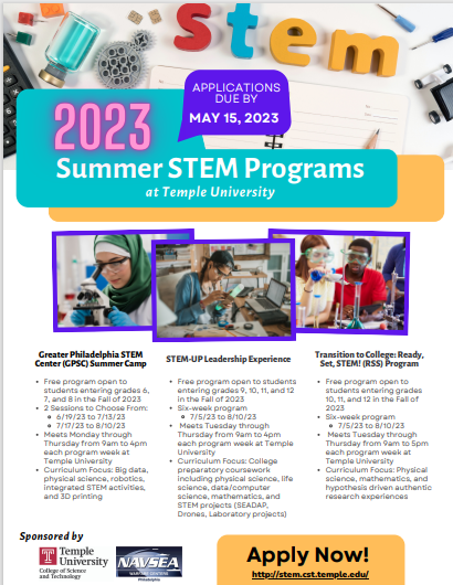 BrentCBaum's tweet photo. offering a variety of STEM (science, technology, engineering and mathematics) programs this summer for grades 6-12. Applications are due by May 15. 🧪👨‍🔬👩‍🔬

For more information on the programs offered: https://t.co/OtCW4kK49o