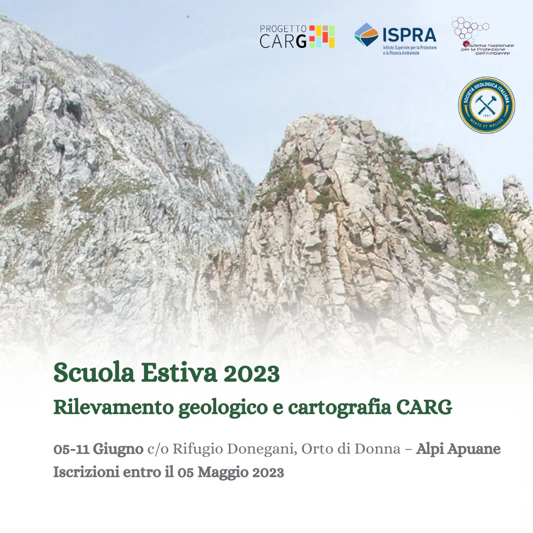 CgtUnisi's tweet photo. ⛏ La Società Geologica Italiana organizza anche per il 2023 la Scuola Estiva di #Rilevamento #geologico #CARG.
➡ Iscrizioni entro il 05.05.2023.
📆05 - 11 Giugno nelle Alpi Apuane, con base in località Orto di Donna (LU).
ℹ https://t.co/RCZDEX5i4I https://t.co/8to00DjE3i