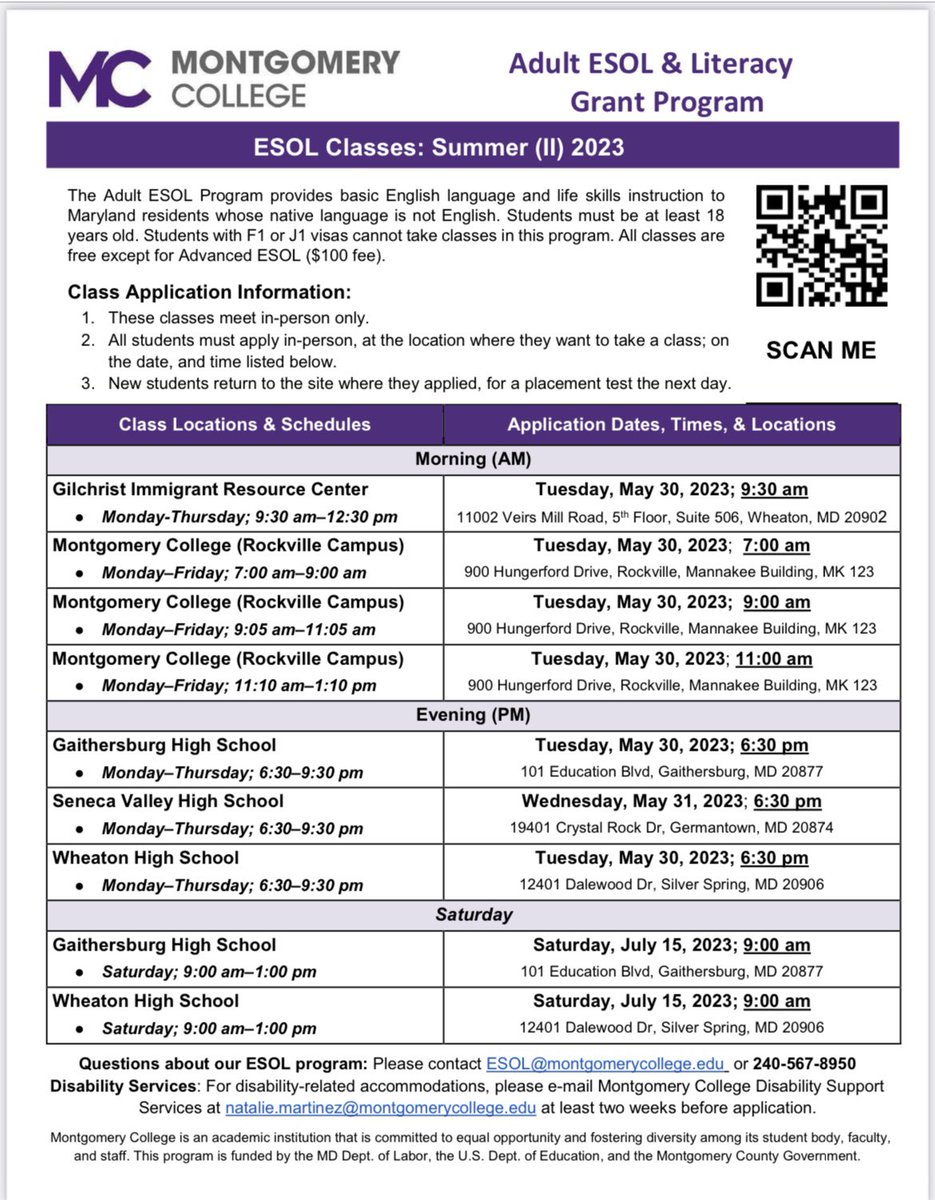 Montgomery College on Twitter: "RT @yaniralizrod: FREE English classes