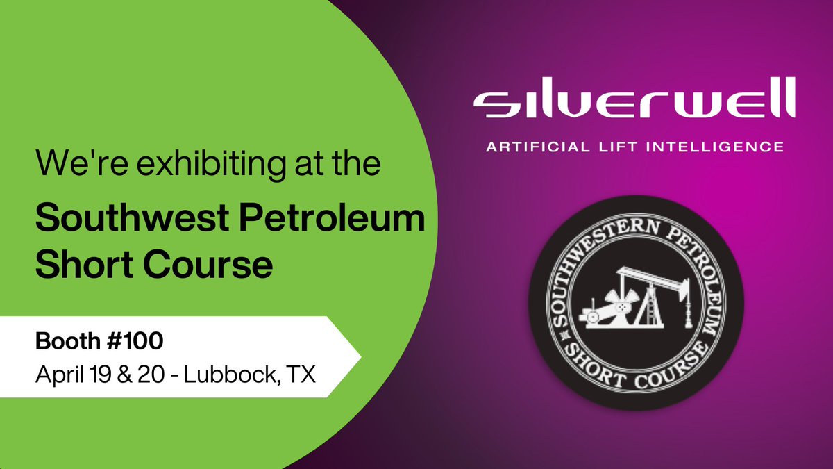 Silverwell will be exhibiting at the Southwest Petroleum Short Course in Lubbock, TX April 19 &amp; 20. Stop by booth 100 to meet our team and learn more about our latest launch! 

swpshortcourse.org

#Silverwell #GasLift #SWPSC #SWPSC23 #PermianBasin #Petroleum