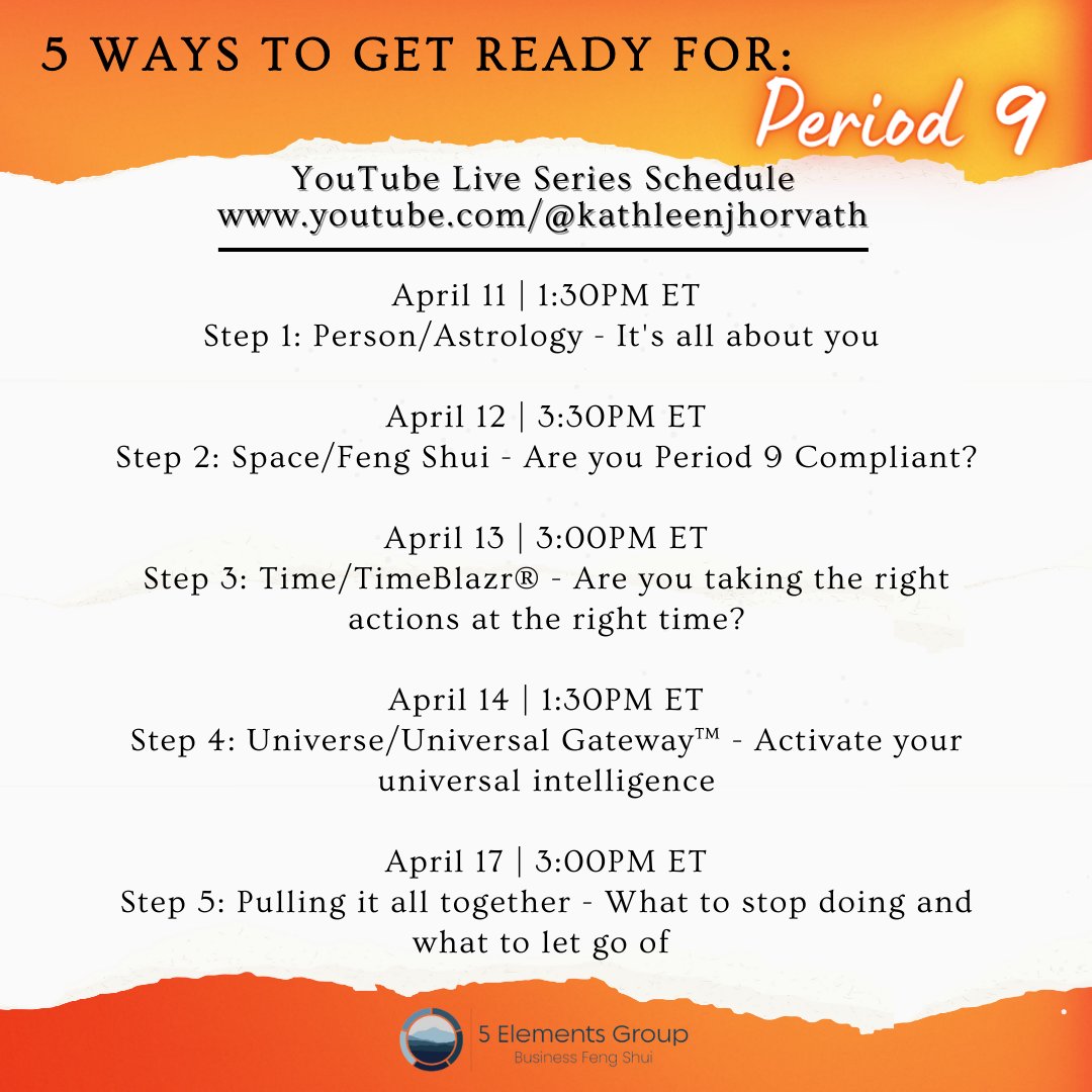 Join me on Youtube today 4/17 at 3:00PM ET for the 5 Ways to Get Ready for Period 9 series!  We're kicking off Step #5 with Pulling It All Together: What to Stop Doing and What to Let Go Of!

Join me later today at 3:00PM ET here:
youtube.com/live/wfnMy_QK_…