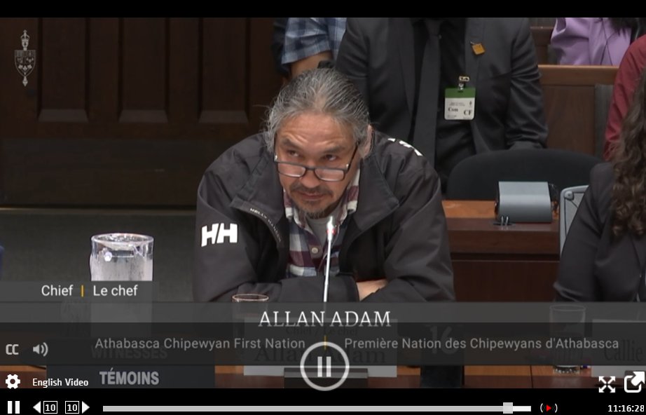 KeepersOfWater's tweet photo. "Indigenous peoples need a direct role in how oil sands are regulated and how decisions on tailings are made." says Chief Allan Adam. 
Warns that he will not stand for treat &amp; release of #toxictailings in his community's waters.
#IndigenousRights #WaterIsLife #ImperialOilDisaster https://t.co/q99guPahZB