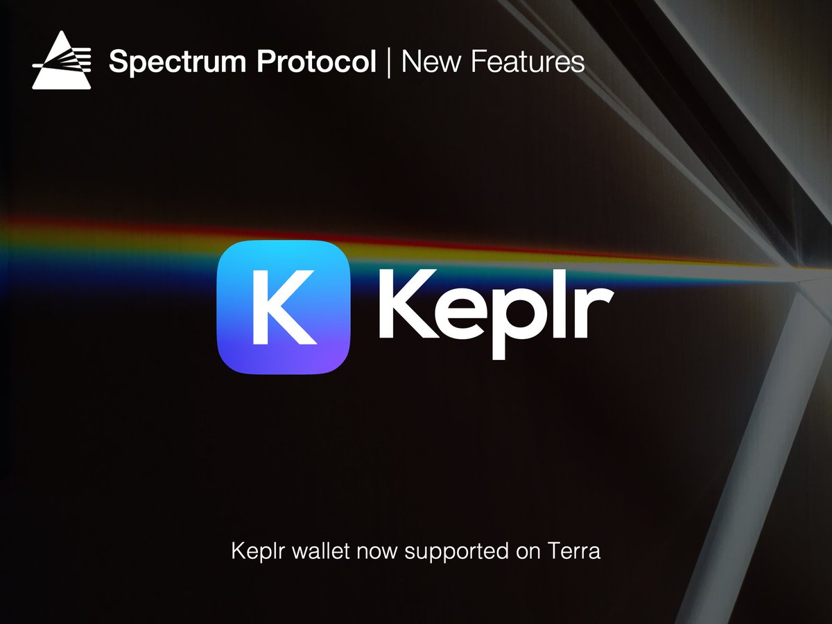 Spectrum Protocol (@specprotocol) on Twitter photo Users can now use <a href="/keplrwallet/">Keplr Wallet π</a> to interact with Spectrum Protocol on Terra πΈ
Try it out at terra.spec.finance Users can now use <a href="/keplrwallet/">Keplr Wallet π</a> to interact with Spectrum Protocol on Terra πΈ
Try it out at terra.spec.finance