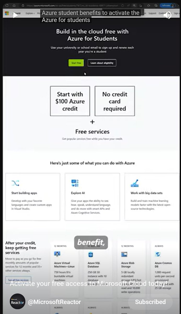 juliamuiruri4's tweet image. This is what you need to do to build on the Cloud for free
youtube.com/shorts/tpUs5Gv…
#azureforstudents #cloud