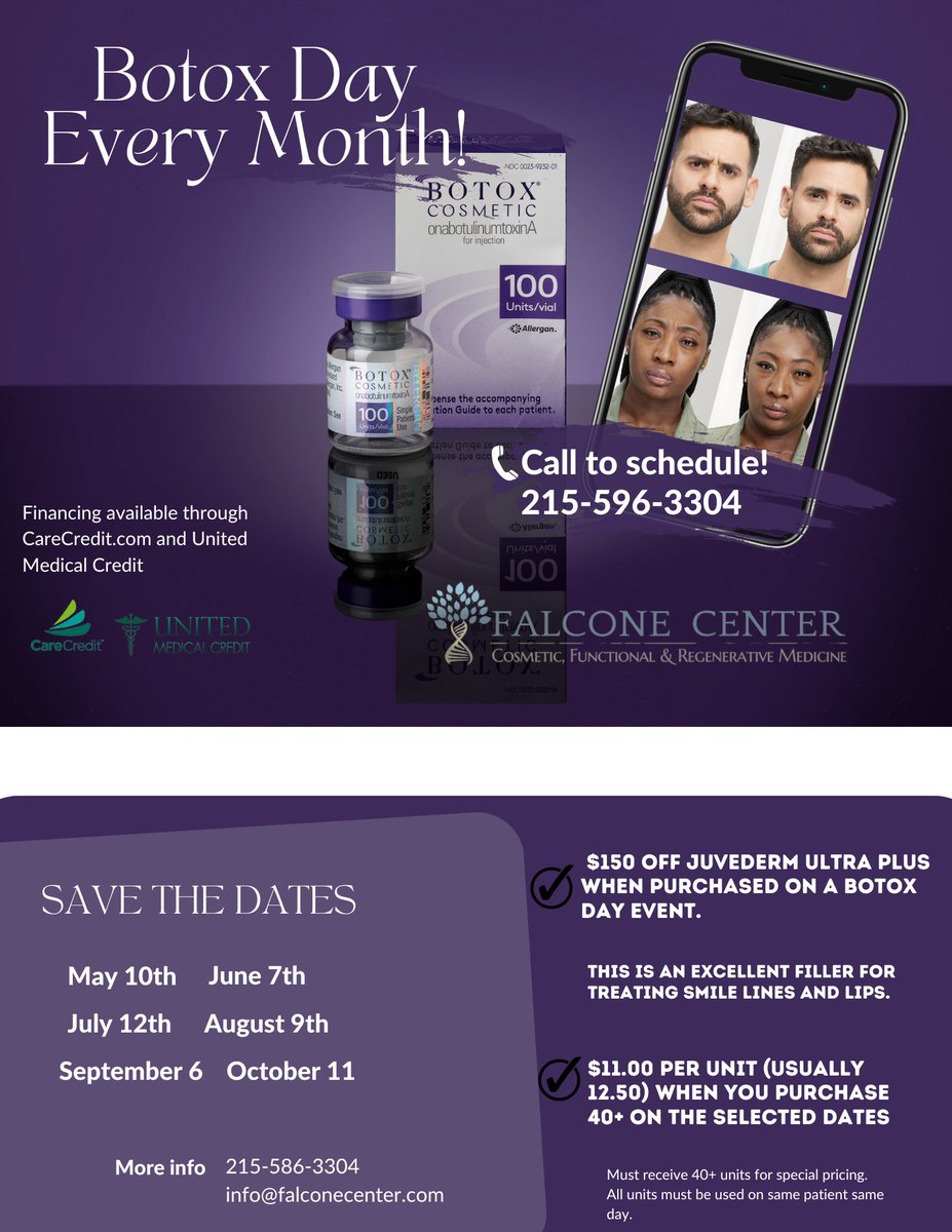 FalconeCenter's tweet photo. Save the dates! #botoxday #phillybotox https://t.co/OaGtLway3a